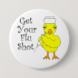 Nurse Flu Shot Chick 7.5 Cm Round Badge