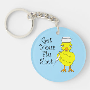 Nurse Flu Shot Chick Key Ring