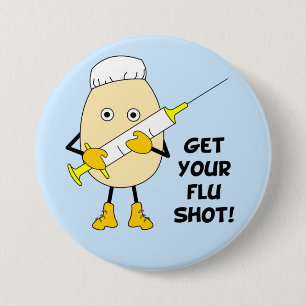 Nurse Flu Shot Egghead 7.5 Cm Round Badge