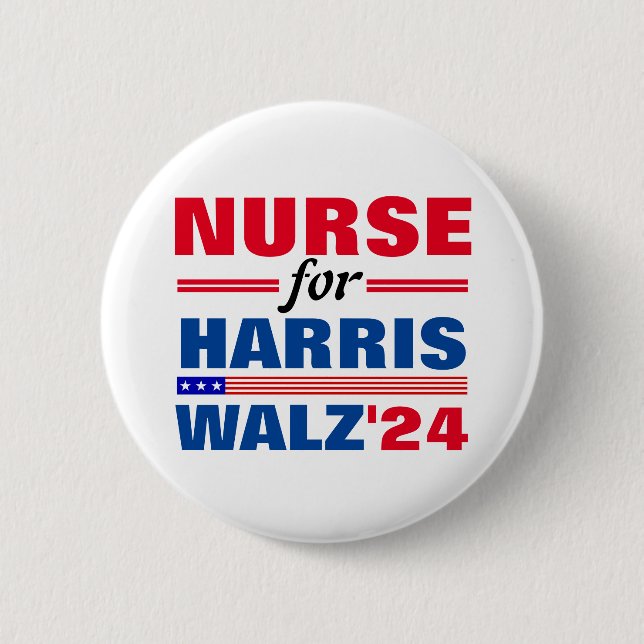 Nurse for Harris Walz Red Blue 6 Cm Round Badge (Front)