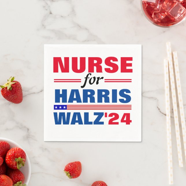 Nurse for Harris Walz Red Blue Napkin (Insitu)