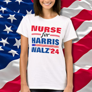 Nurse for Harris Walz Red Blue T-Shirt