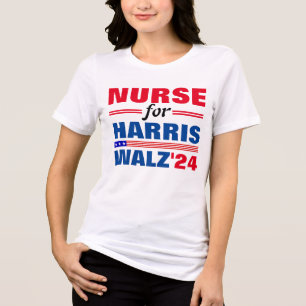 Nurse for Harris Walz Red Blue Tri-Blend Shirt