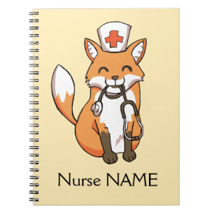 Nurse Fox Drawing Cute Personalised Note Book