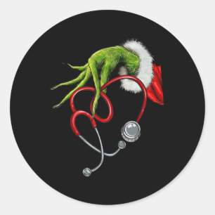 Nurse Funny Merry Christmas Stethoscope Nursing Xm Classic Round Sticker