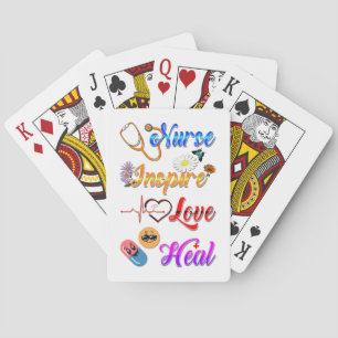 Nurse Gaming Inspire Love Heal Med Therapist Playing Cards