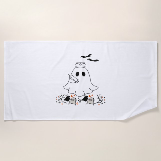 Nurse Ghost Cute Halloween Design Classic T-Shirt Beach Towel (Front)