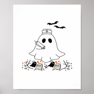 Nurse Ghost Cute Halloween Design Classic T-Shirt Poster