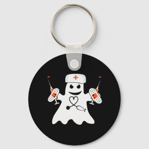 Nurse Ghost Lazy Halloween Costume Fun Nursing RN Key Ring