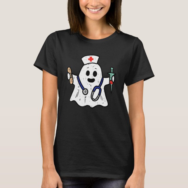 Nurse Ghost Scrub Top Halloween Costume For Nurses (Front)