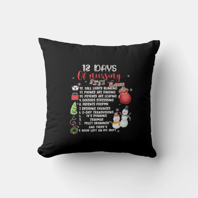 Nurse Gift 12 Days Of Nursing Cushion (Front)