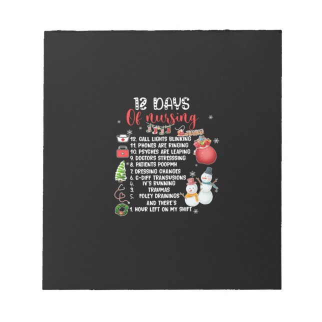 Nurse Gift | 12 Days Of Nursing Notepad (Front)