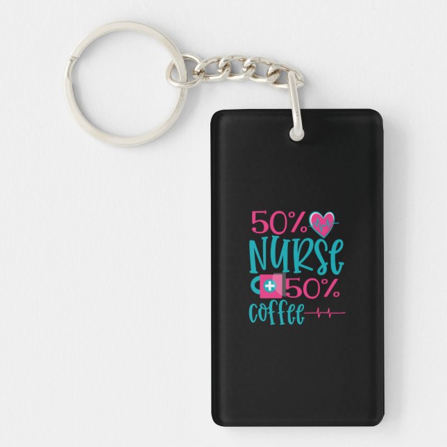 Nurse Gift | 50 Nurse 50 Coffee Key Ring (Front)