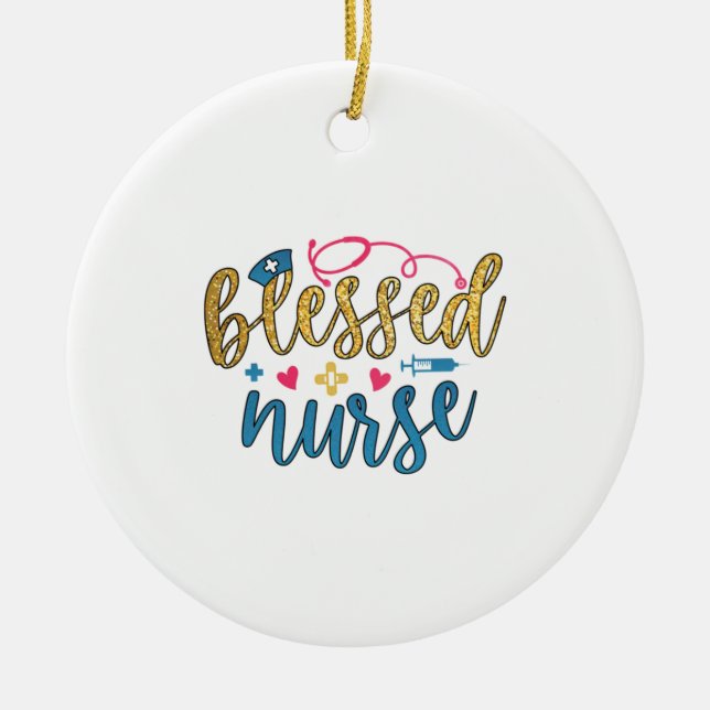 Nurse Gift | Blessed Nurse Ceramic Ornament (Front)