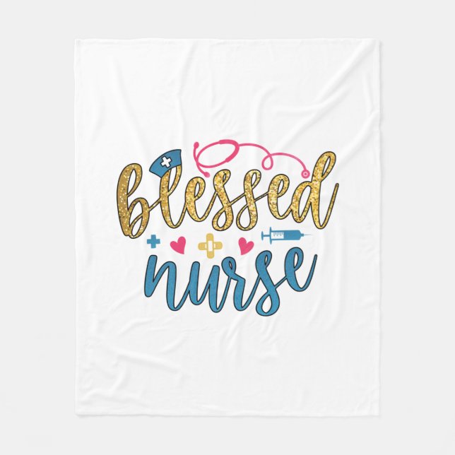 Nurse Gift | Blessed Nurse Fleece Blanket (Front)