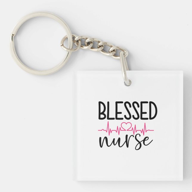 Nurse Gift Blessed Nurse Key Ring (Front)