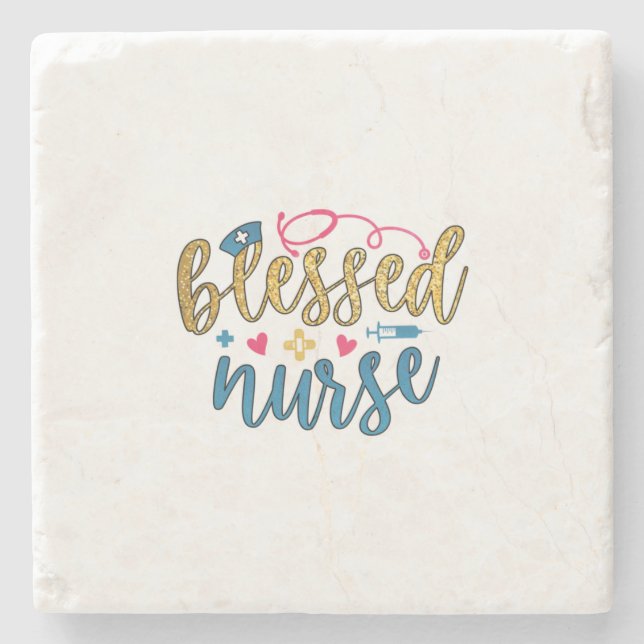 Nurse Gift | Blessed Nurse Stone Coaster (Front)