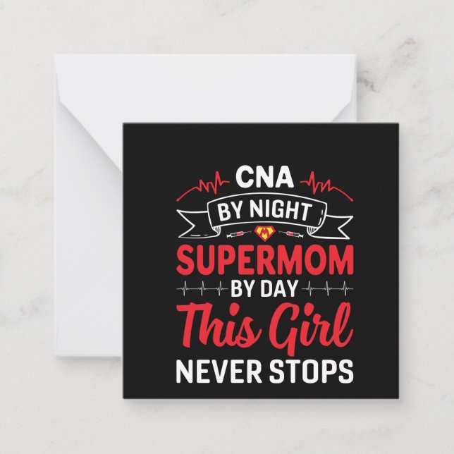 Nurse Gift CNA By Night Supermom Card (Front)