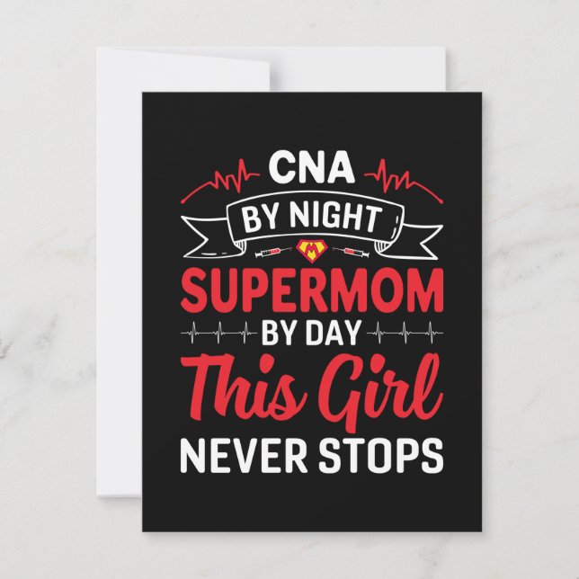 Nurse Gift CNA By Night Supermom Card (Front)