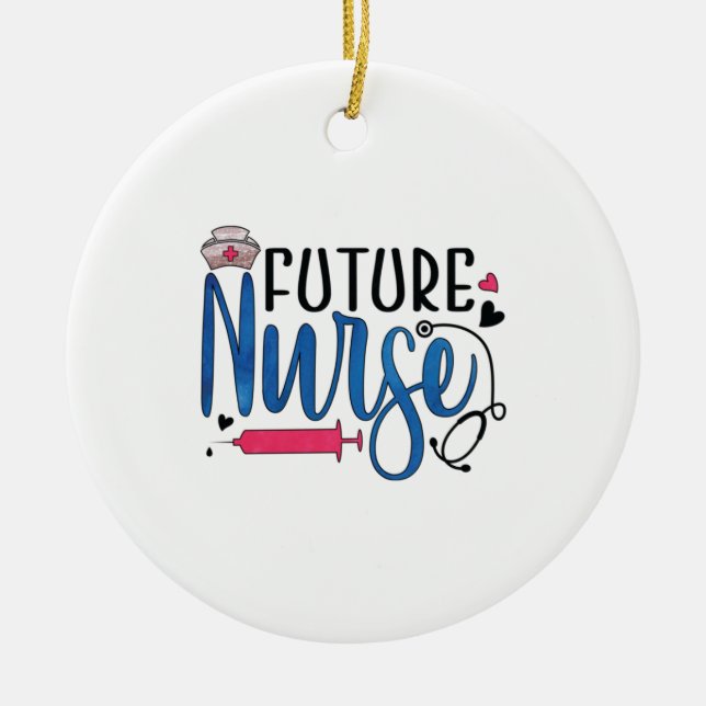 Nurse Gift | Future Nurse Ceramic Ornament (Front)