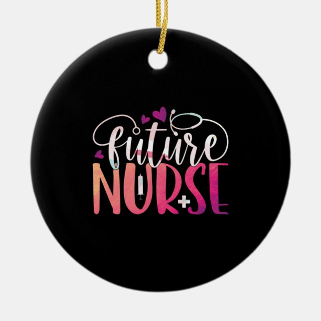 Nurse Gift | Future Nurse Ceramic Ornament (Front)