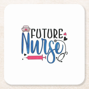 Nurse Gift Future Nurse Square Paper Coaster
