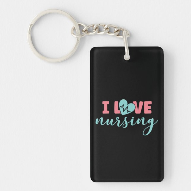 Nurse Gift I Love Nursing Key Ring (Front)