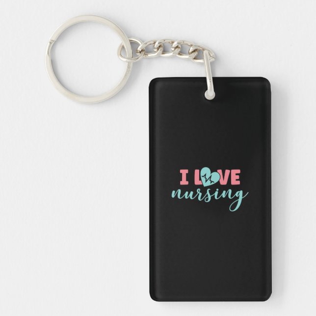 Nurse Gift | I Love Nursing Key Ring (Front)