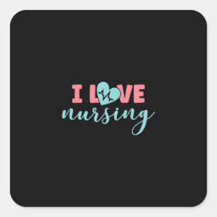 Nurse Gift I Love Nursing Square Sticker