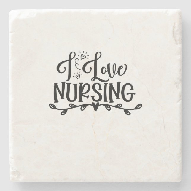 Nurse Gift I Love Nursing Stone Coaster (Front)