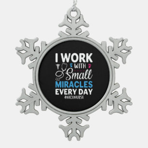 Nurse Gift I Work With Small Snowflake Pewter Christmas Ornament