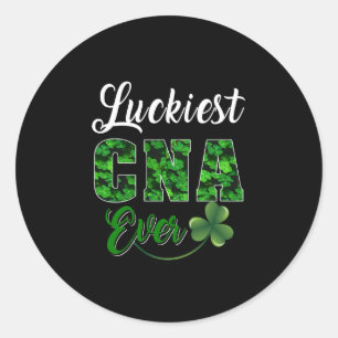 Nurse Gift Luckiest CNA Ever Nurse Lover Classic Round Sticker
