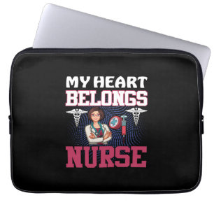 Nurse Gift My Heart Belongs Nurse Laptop Sleeve