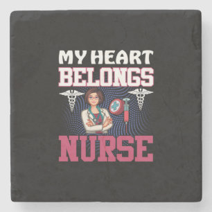 Nurse Gift My Heart Belongs Nurse Stone Coaster