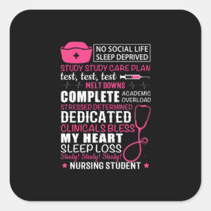Nurse Gift No Social Life Sleep Deprived Square Sticker