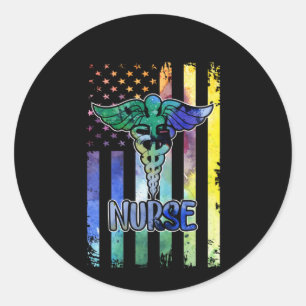 Nurse Gift Nurse American Flag Classic Round Sticker