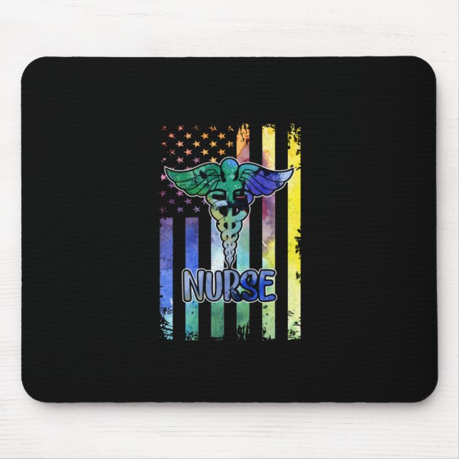 Nurse Gift | Nurse American Flag Mouse Pad (Front)