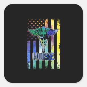 Nurse Gift Nurse American Flag Square Sticker