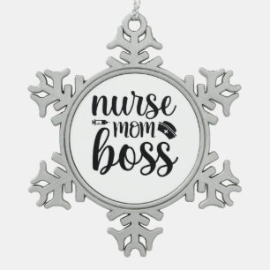 Nurse Gift Nurse Mum Boss Snowflake Pewter Christmas Ornament