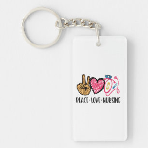 Nurse Gift Peace Love Nursing Key Ring