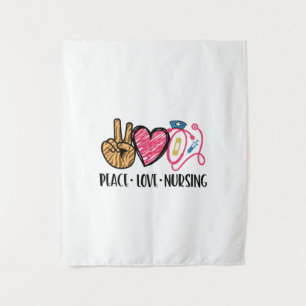 Nurse Gift Peace Love Nursing Tapestry