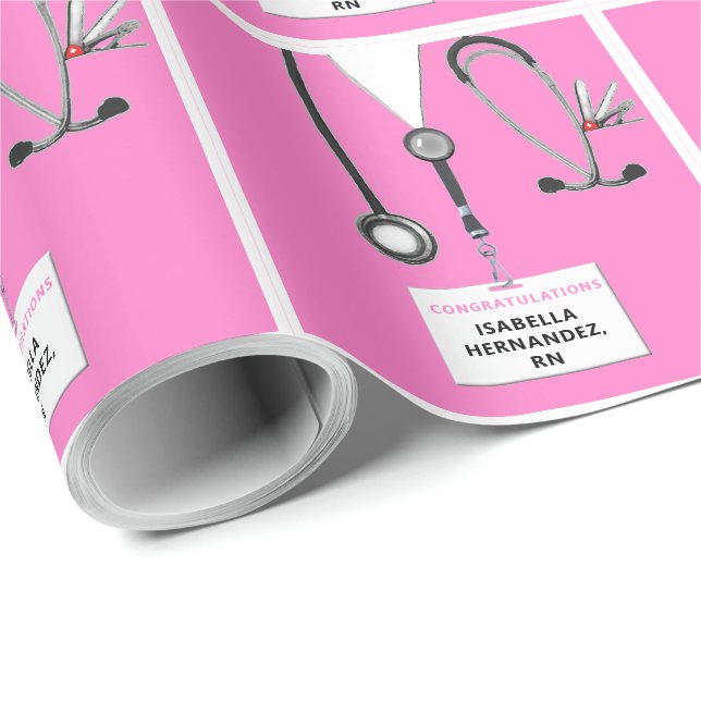 Nurse Gift Pink Wrapping Paper (Roll Corner)