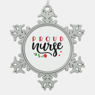 Nurse Gift Proud Nurse Snowflake Pewter Christmas Ornament