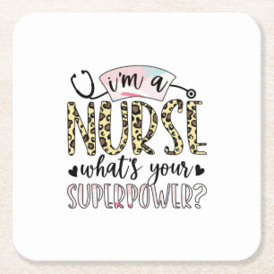 Nurse Gift Proud Super Nurse Square Paper Coaster