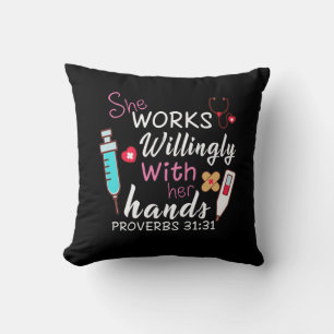 Nurse Gift   She Works Willingly Apparatus Nurse Cushion