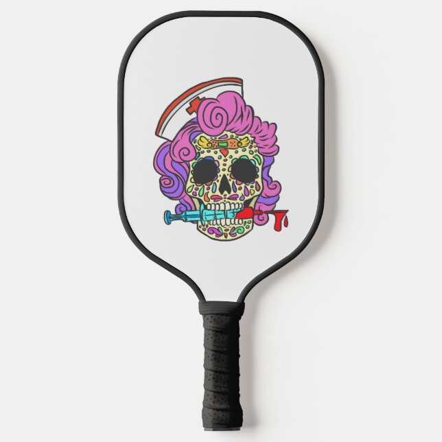 Nurse Gifts For Nursing Student Sugar Skull Nurse Pickleball Paddle (Front)