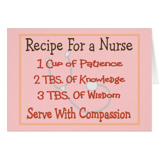 Nurse Gifts "Recipe For a Nurse" (Front Horizontal)