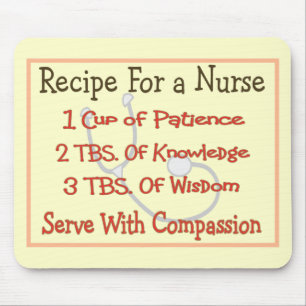 Nurse Gifts "Recipe For a Nurse" Mouse Pad