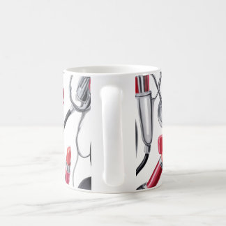 Nurse Glam – Stethoscope & Lipstick Pattern Coffee Mug