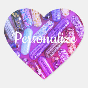 Nurse glitter look medication heart sticker purple